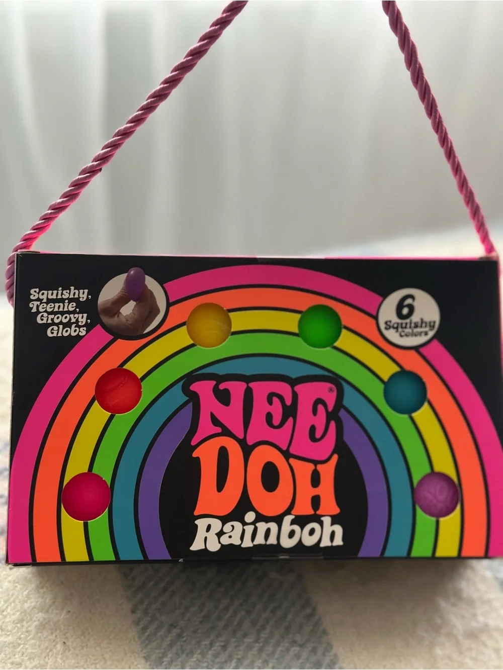Authentic Schylling Needoh Rainbow. 6 Squishy Teenie Groovy Globs  - Multicolor